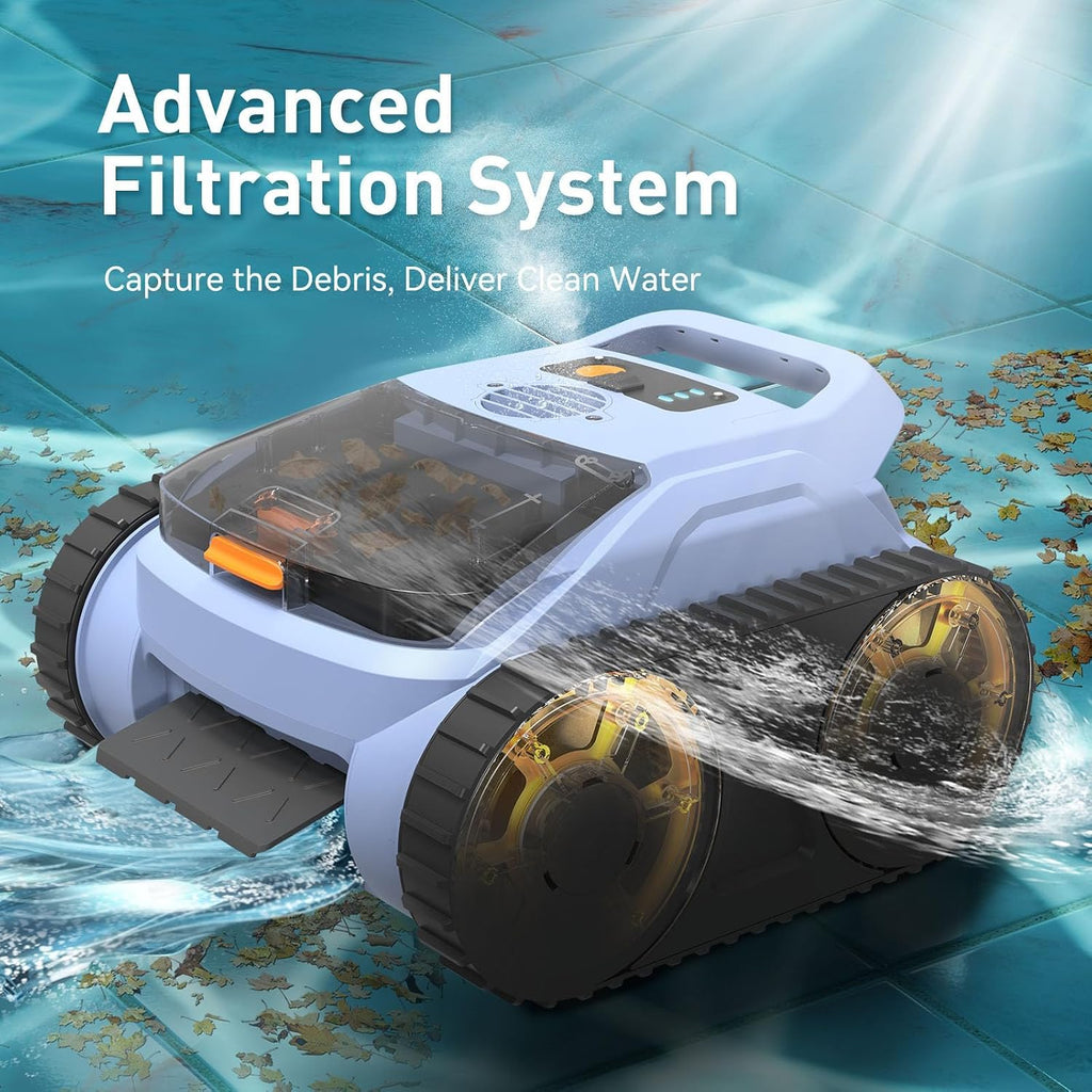 Pool Vacuum for Inground Pool & Above Ground Pool, Cordless Pool Cleaner with Smart Navigation, Self-Parking, LED Indicator, Wall&Waterline Cleaning Pool Robot up to 2150 Sq.ft