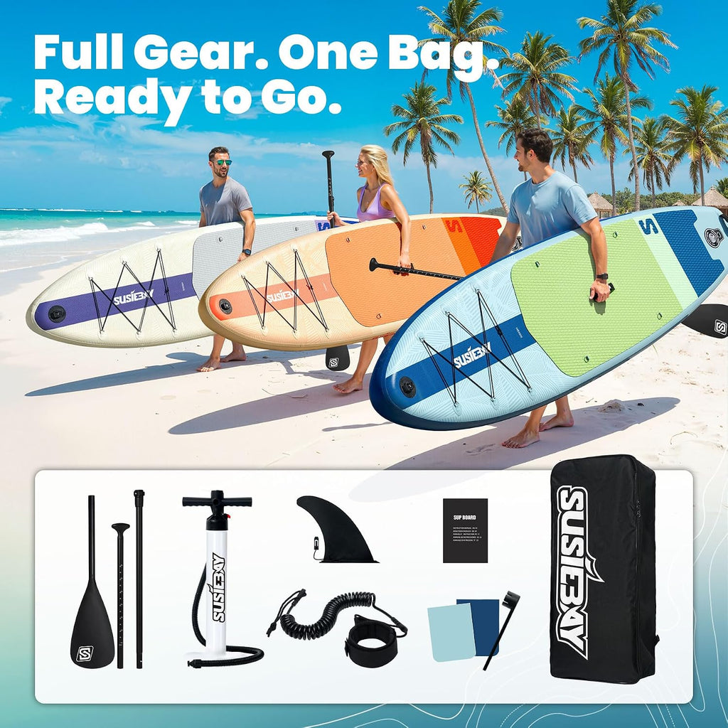 Inflatable Stand Up Paddle Board with SUP Accessories,Inflatable Paddle Boards for Adults & Youth, Anti-Slip EVA Deck,Wide Stance,Dual Action Pump,108L Backpack