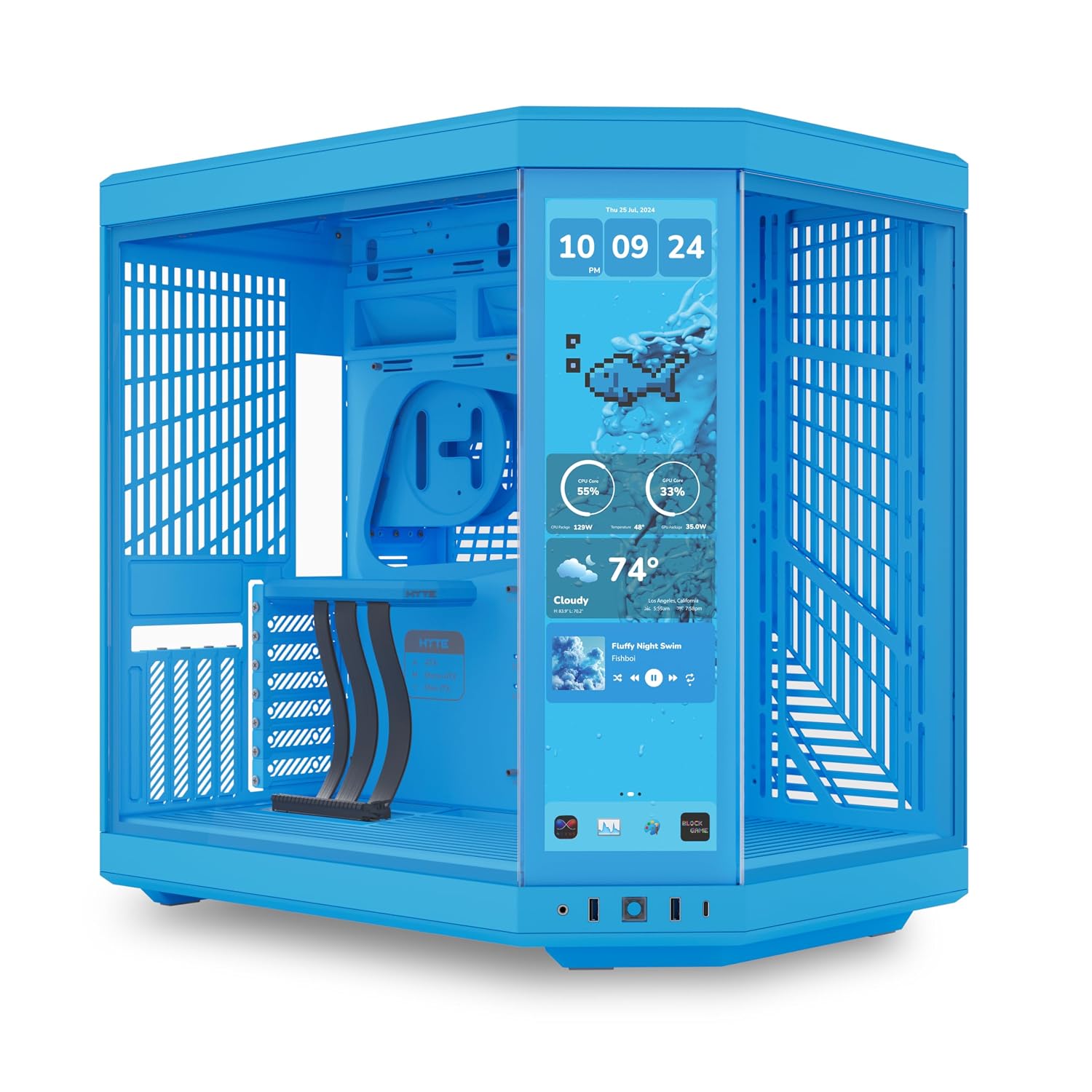 Hyte Y70 Touch Infinite Display Upgrade Screen Kit for PC Case - 14.9' IPS Display - 2.5K Resolution - 60Hz - 10-Point Touch - Blueberry Milk (Blue)