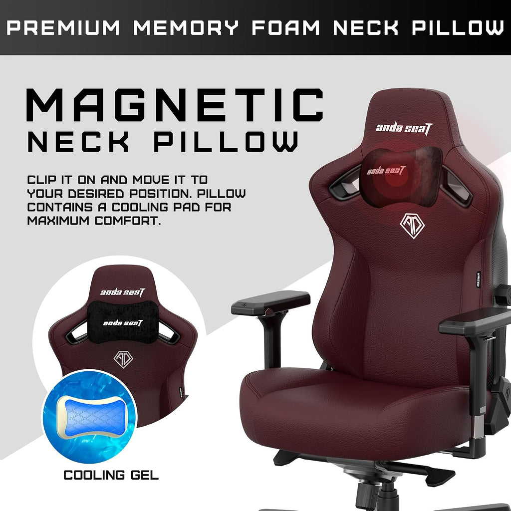 Anda Seat Kaiser 3 XL Gaming Chairs for Adults - Ergonomic Maroon PVC Leather Gaming Chair with Lumbar Support, Comfortable Office Seat with Neck Support - Heavy Duty Wide Gamer Seat