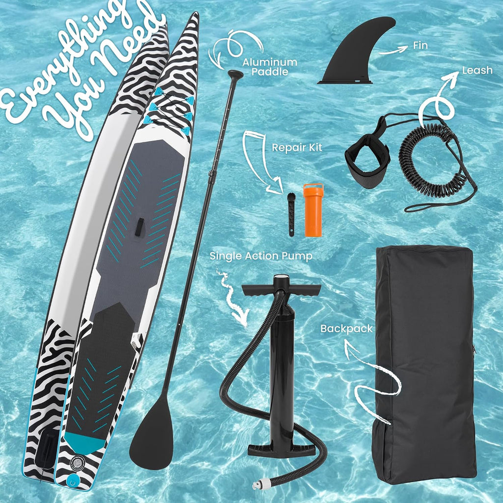 Paddle Board 14'x25'' Inflatable Paddle Board with Complete SUP Accessories, Anti-Slip EVA Deck, Air Pump, Removable Fins, Carrying Handle, Backpack for Adult