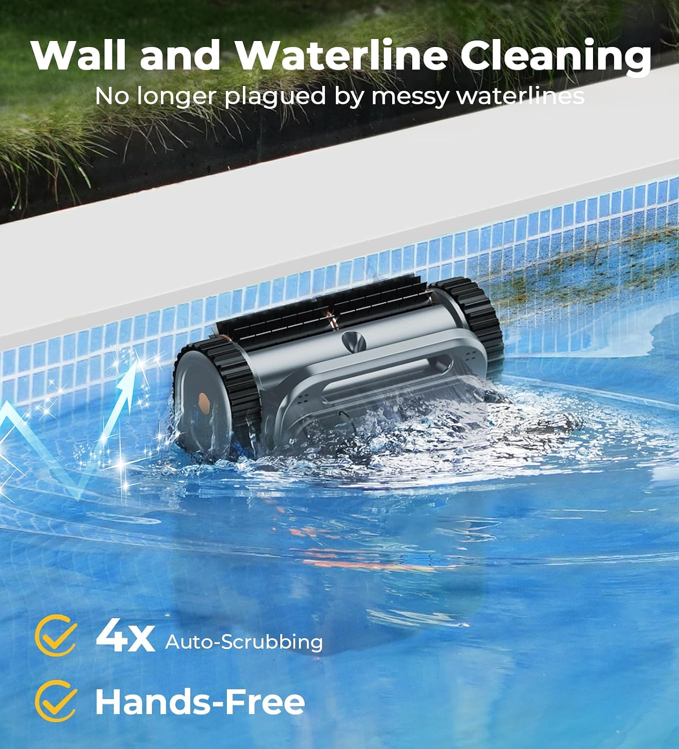 U8 Cordless Robotic Pool Cleaner, Wall & Waterline Cleaning, Smart Navigation, Auto-Docking, 150 Min Runtime, Pool Vacuum Robot for Inground & Above-Ground Pools up to 2600 Sq.ft