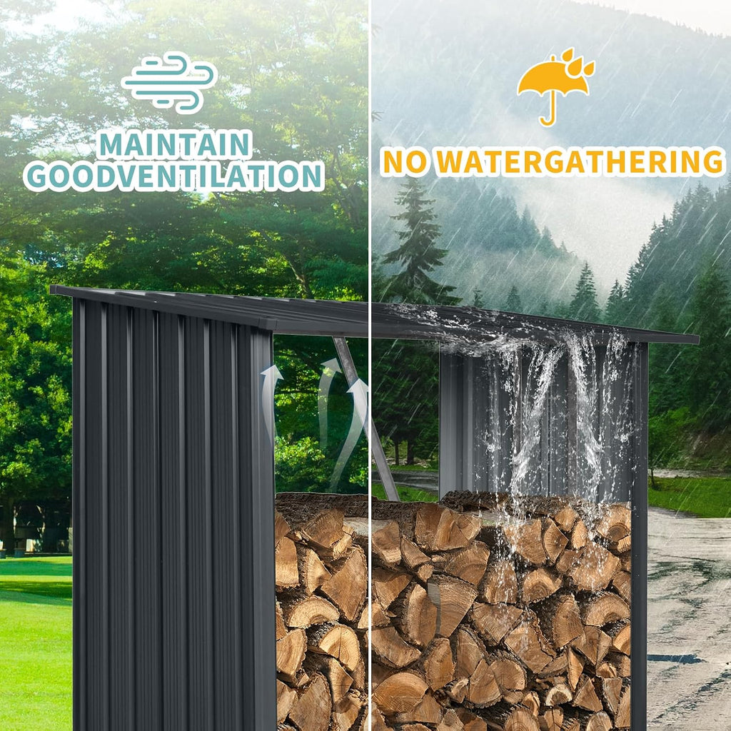 Outdoor Firewood Racks 3FT x 5FT, Firewood Storage Shed, Open Wood Shed For Firewood, Pellet, or Lumber Storage