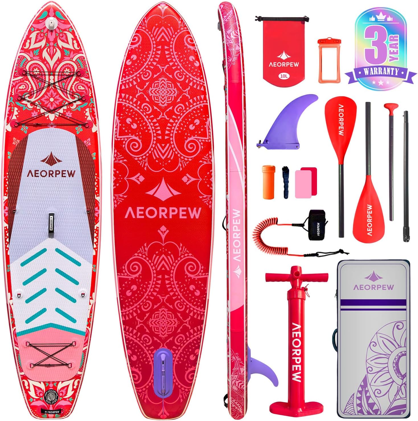 34'' Wide Inflatable Paddle Board for Women with Premium Paddle Boards Accessories, Adj SUP Paddle, 100L Backpack, Suitable for Versatile SUP Boards of All Skills Levels