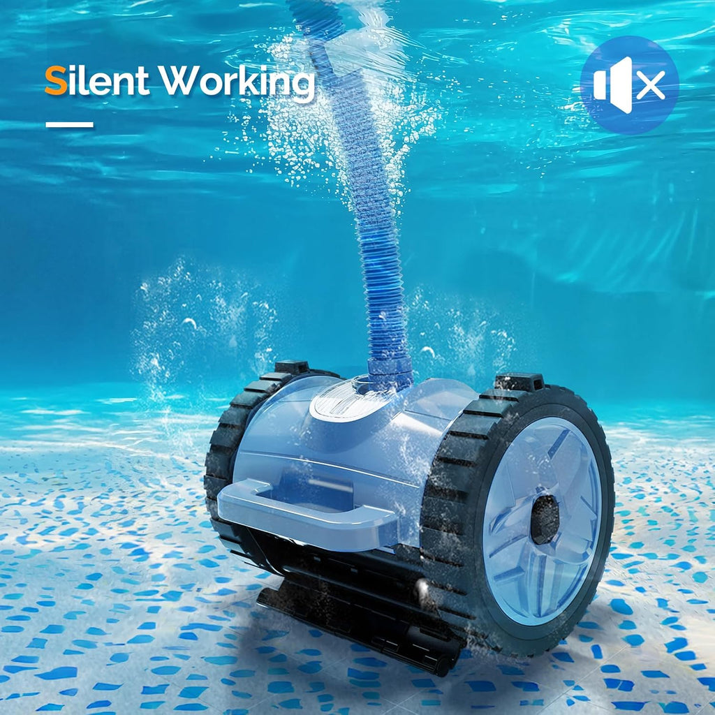 (2025 Upgrade) VINGLI Pool Vacuum Cleaner, Suction Side Wall-Climbing Sweeper for Ground&Inground Pools, Automatic Pool Vacuum with 39.6ft Tangle-Free Hose (Memory Blue&Gray)