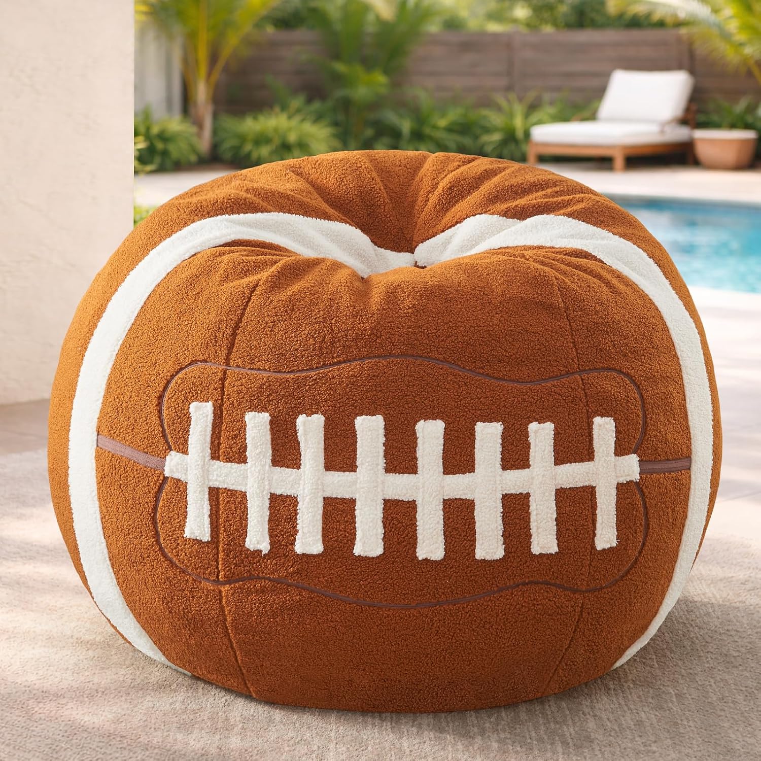 Sports Football Bean Bag Chair – Giant Bean Bag Chairs for Adults and Kids – Filled Plush Lounge Sofa Couch for Living Room, Gaming Room, Office – Perfect for Football Party Decor – 44 Inch