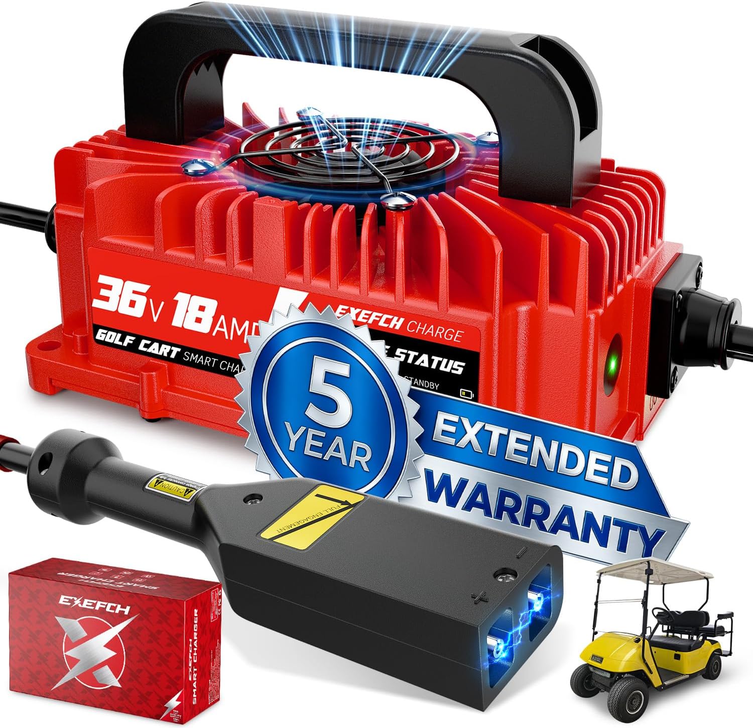 36 Volt 18 Amp Golf Cart Charger for EZGO TXT with 2-Pin D Style Plug Only for Lead Acid Battery