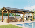 Jocisland 12' x 24' Cedar Wood Hardtop Gazebo with Galvanized Steel Roof, Waterproof Outdoor Gazebo Pavilion, Heavy-Duty Snow & Wind Resistant Carport for Patio, Driveway, Garden