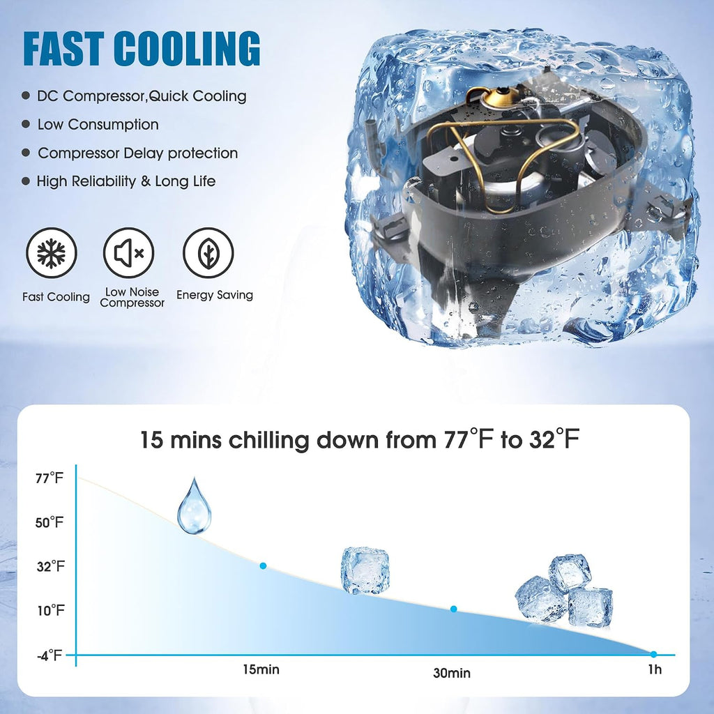 CHERY INDUSTRIAL.COM Car Refrigerator 12 Volt Car Freezer Portable Refrigerator Electric Cooler App Control -4℉-43℉ for Travel Camping Road Trip，28QT(26L),with Battery