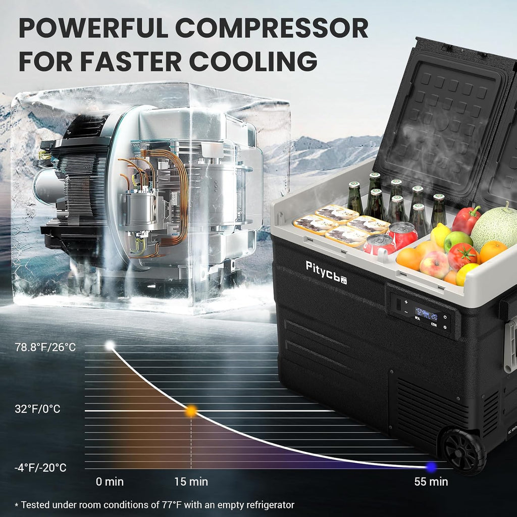 Car Refrigerator 12v Portable Fridge for Car, Auto 56 Quart Dual Zone Freezer Compressor Cooler, -4℉—68℉ 12/24V DC 100~240 Volt AC for Truck, Camping, Travel, Vehicles, RV