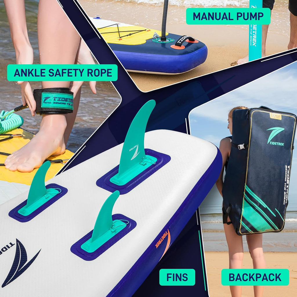 11'6' Inflatable Stand Up Paddle Boards, Premium SUP Accessories, Non-Slip Comfort Deck for Youth & Adults