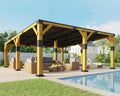 Jocisland 20' x 20' Cedar Wood Gazebo with Sloped Galvanized Steel Roof, Hardtop Gazebo Pavilion with Durable, Rot-Resistant Construction, Permanent Outdoor Pergola for Backyard, Garden & Deck