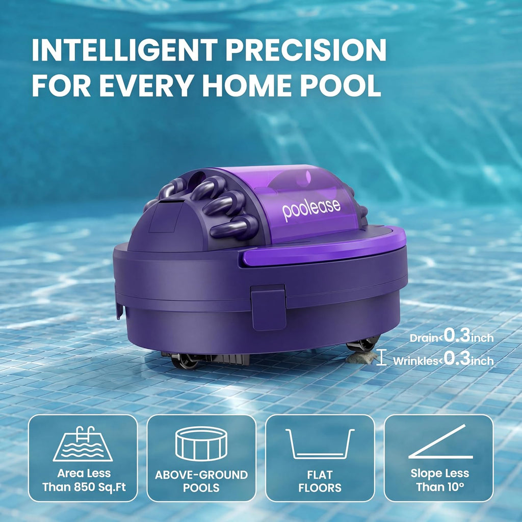 X1 Robotic Pool Vacuum for Above Ground Pool, Automatic Cordless Pool Cleaner with 45W Dual-Motor, Ideal for Above-Ground Flat Pool, 2L Debris Capacity