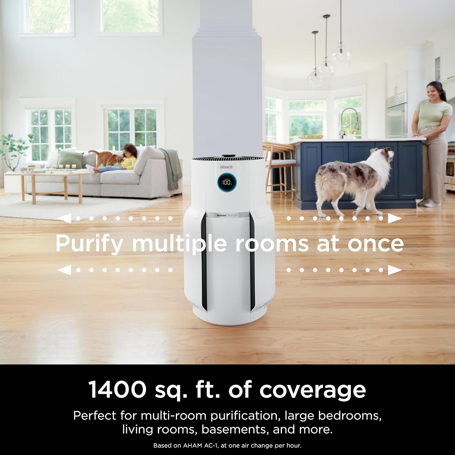 Shark R-HP302 NeverChange Air Purifier MAX 1400 sq.ft. 5-Year Filter Life Odor Neutralizer, White - Certified Refurbished