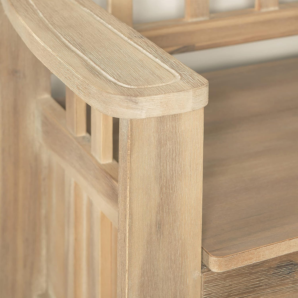 Linon Frankie Natural Wood Washed Storage Bench