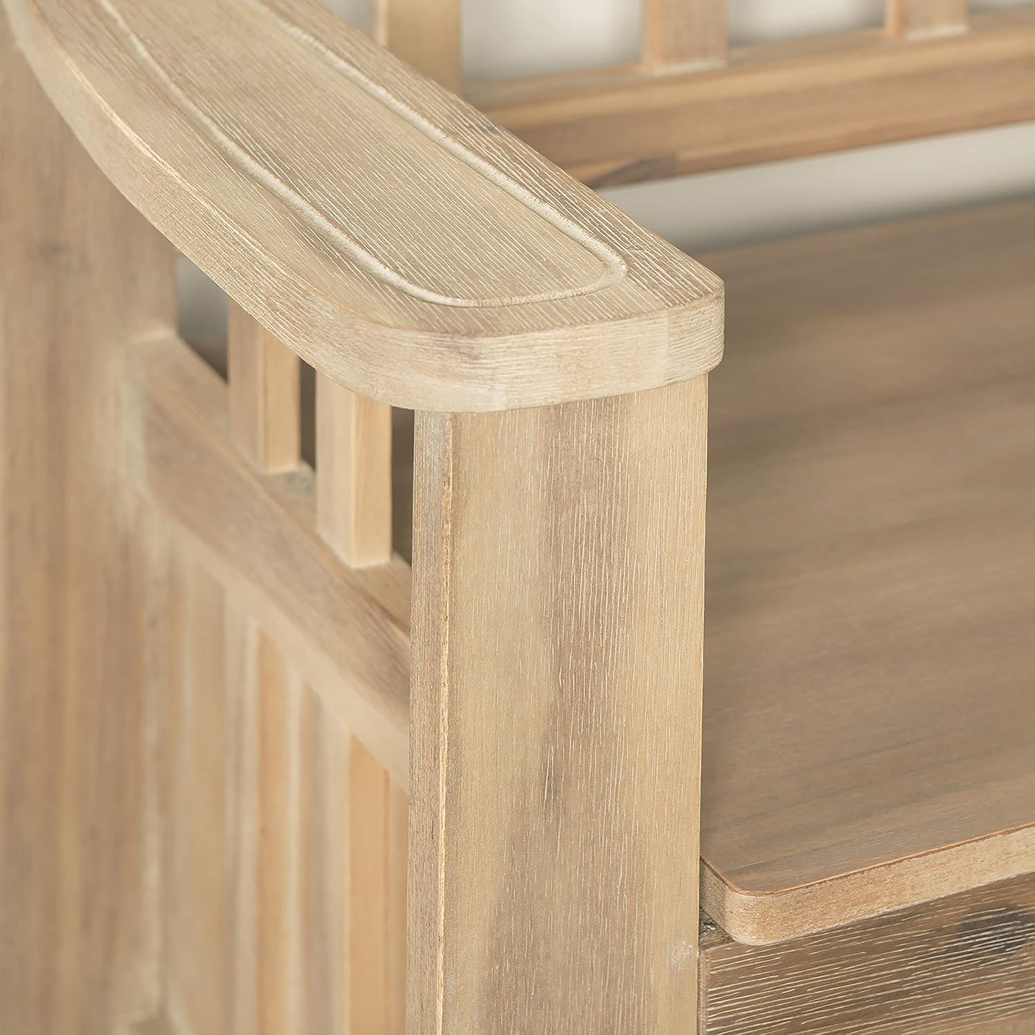 Linon Frankie Natural Wood Washed Storage Bench