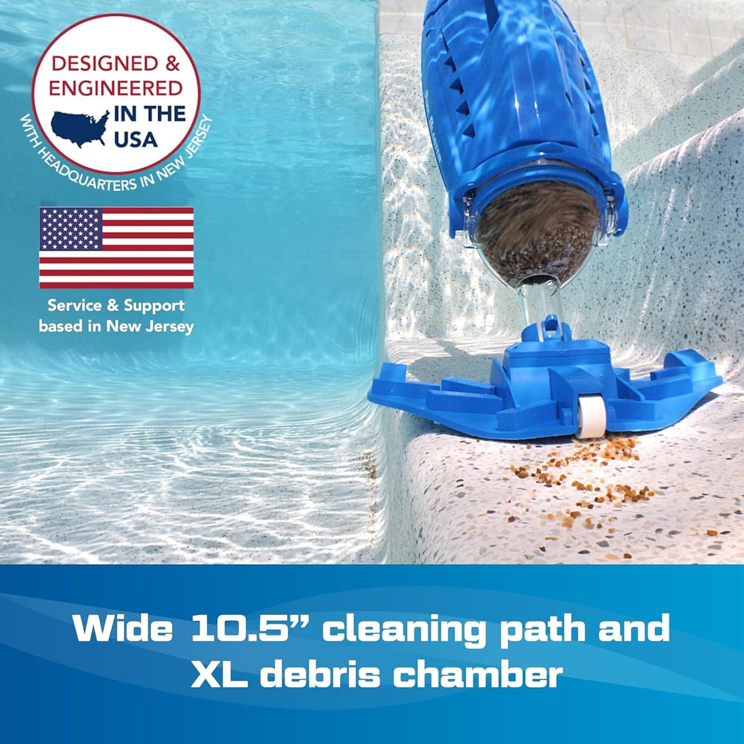 POOL BLASTER Millennium Cordless Pool Vacuum for Above Ground Pools w/Pole Set, High Capacity, Strong Suction, Handheld Rechargeable Swimming Pool Vacuum for Inground Pools, Hoseless, by Water Tech