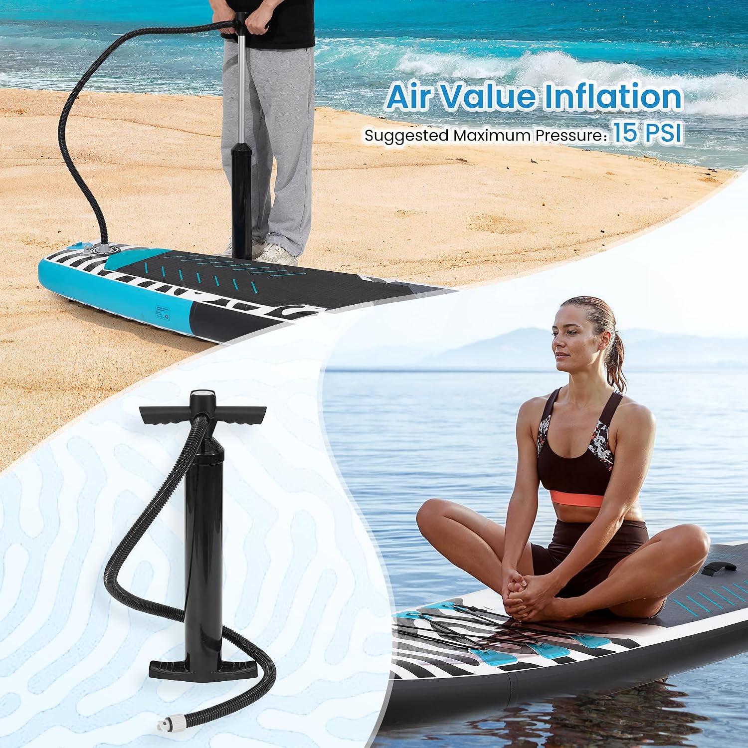 Paddle Board 14'x25'' Inflatable Paddle Board with Complete SUP Accessories, Anti-Slip EVA Deck, Air Pump, Removable Fins, Carrying Handle, Backpack for Adult