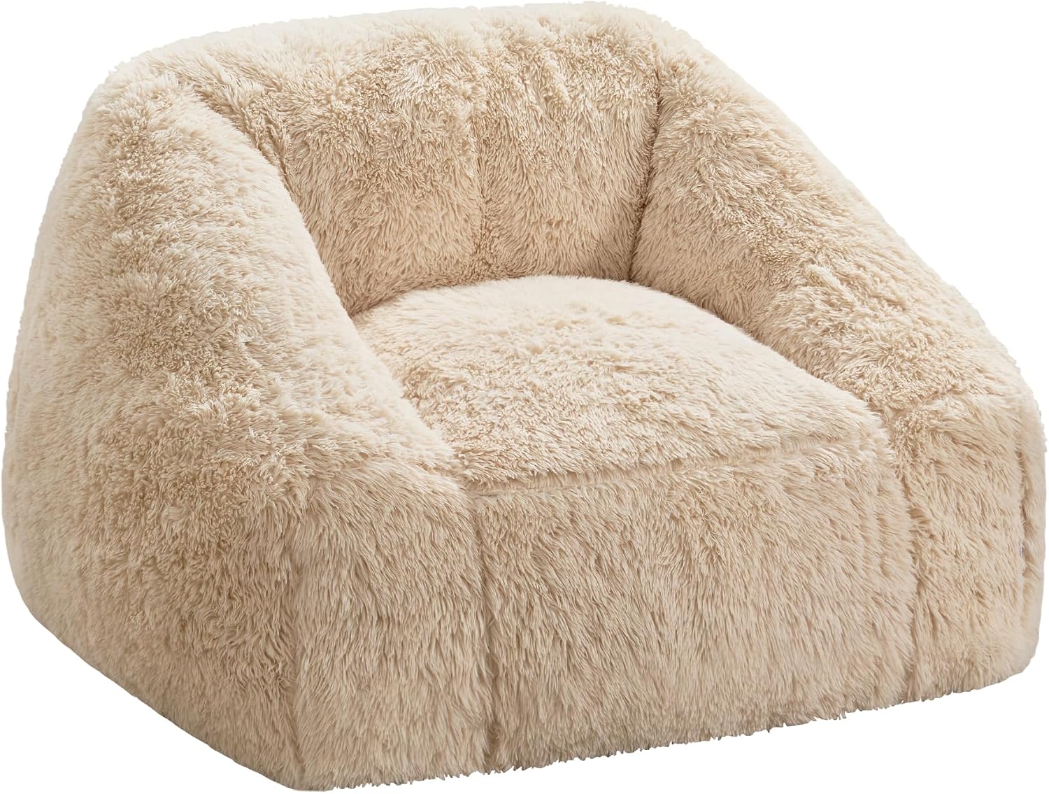 Hobestluk Giant Bean Bag Chair Memory Foam Filled Sofa Chair Bean Bag for Adults/Teens/Kids, Plush Fur Oversized Lazy Sofa for Living Room Bedroom Dorm(Beige)