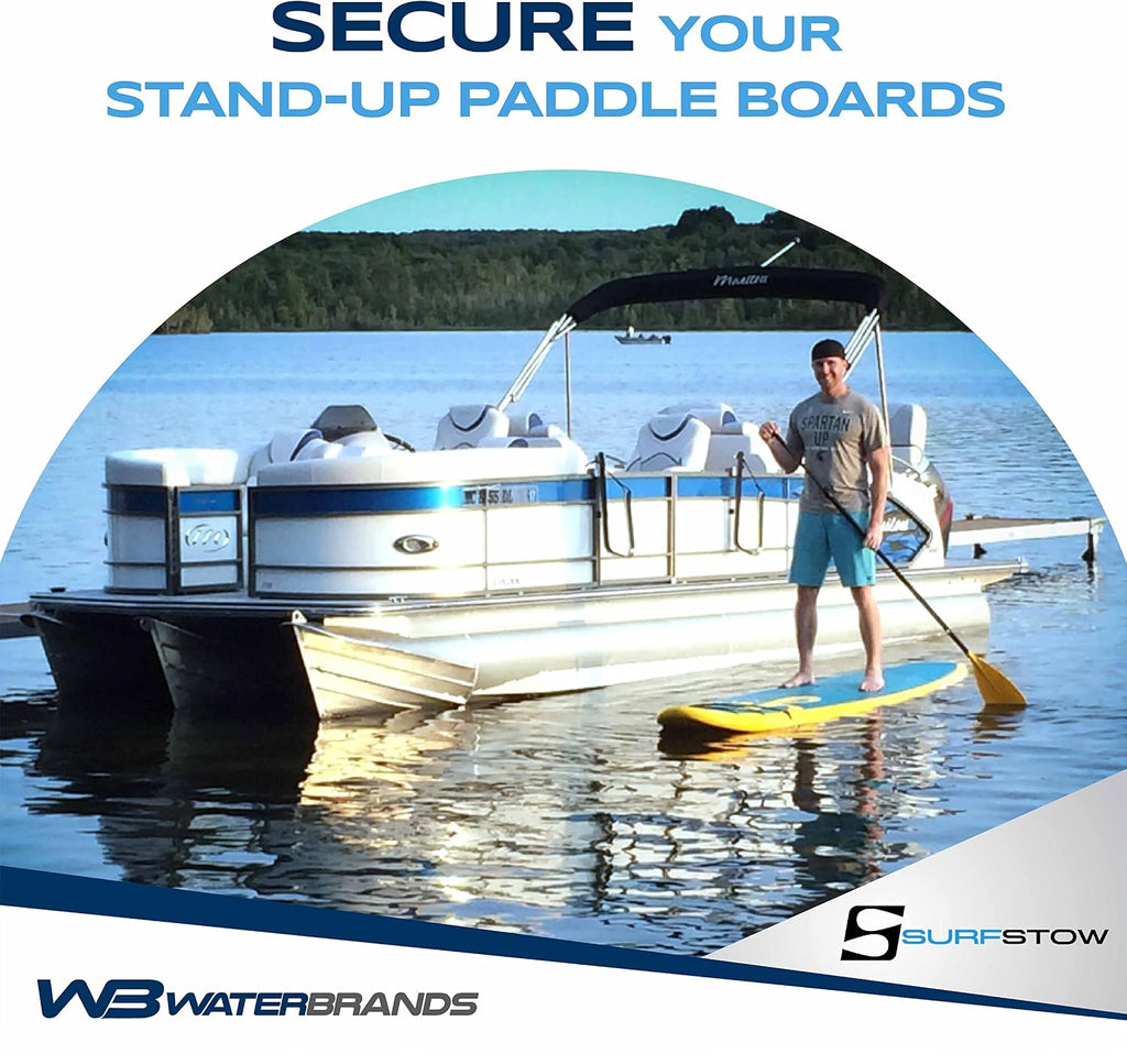 SurfStow SUPRax 50053 Square Rail Pontoon Boat Mount Single Board | Stand-Up Paddle Board Rack | SUP Board Storage | Pontoon Boat Accessories | Metallic | 26 x 11 x 4 inches