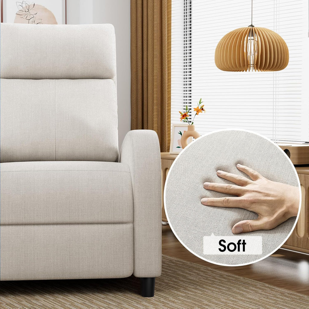 Homall Recliner Chair, Recliner Sofa for Adults, Recliners Home Theater Seating with Lumbar Support, Reclining Sofa Chair for Living Room (Fabric, Beige)