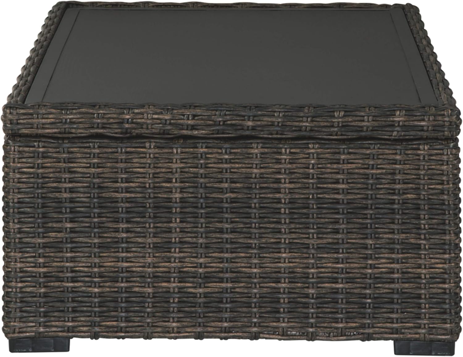 Signature Design by Ashley Grasson Lane Outdoor Wicker Cocktail Table with Aluminum Frame, Brown