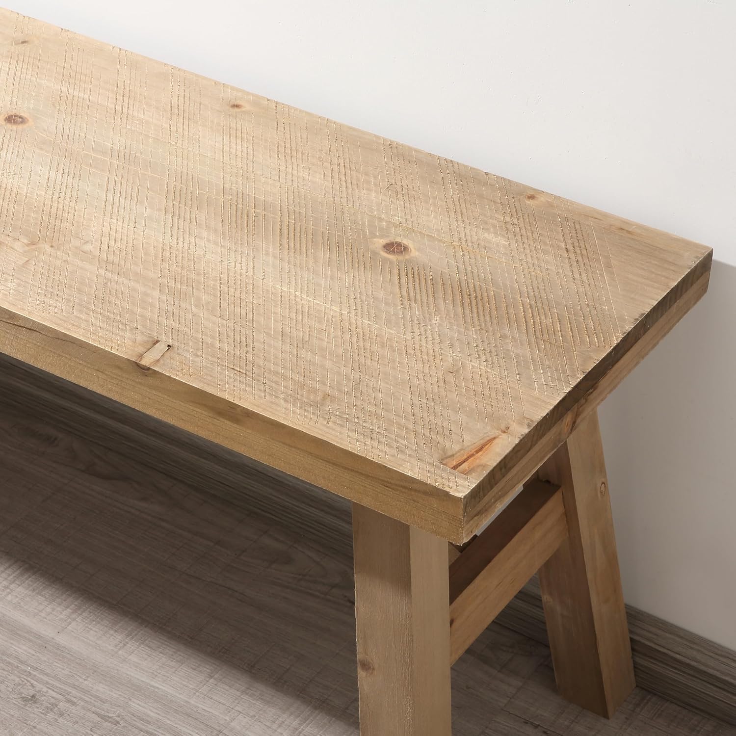 Wnutrees Sawmill Long Wood Bench, 43' Farmhouse Entryway Bench for Living Dining Room, Rustic Entry Way Benches Seat, Solid Wood, Handcraft Finshed, Natural