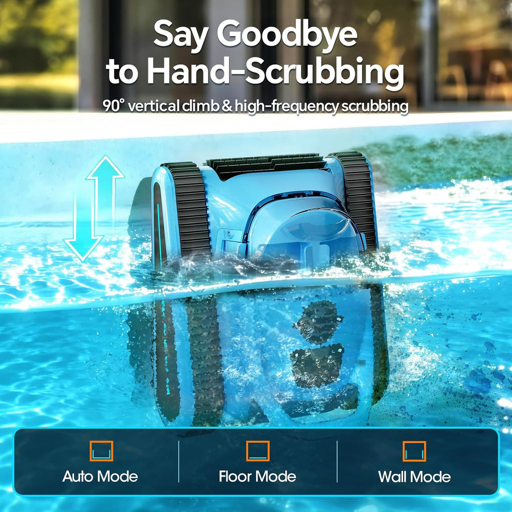 Pool Vacuum for Inground Pools & Above Ground Pool, Cordless Robotic Pool Cleaner with 180W Brushless Motor, 3-Hour Runtime, Wall-Climbing Pool Robot Scrubber for Pools up to 2150 Sq.Ft.