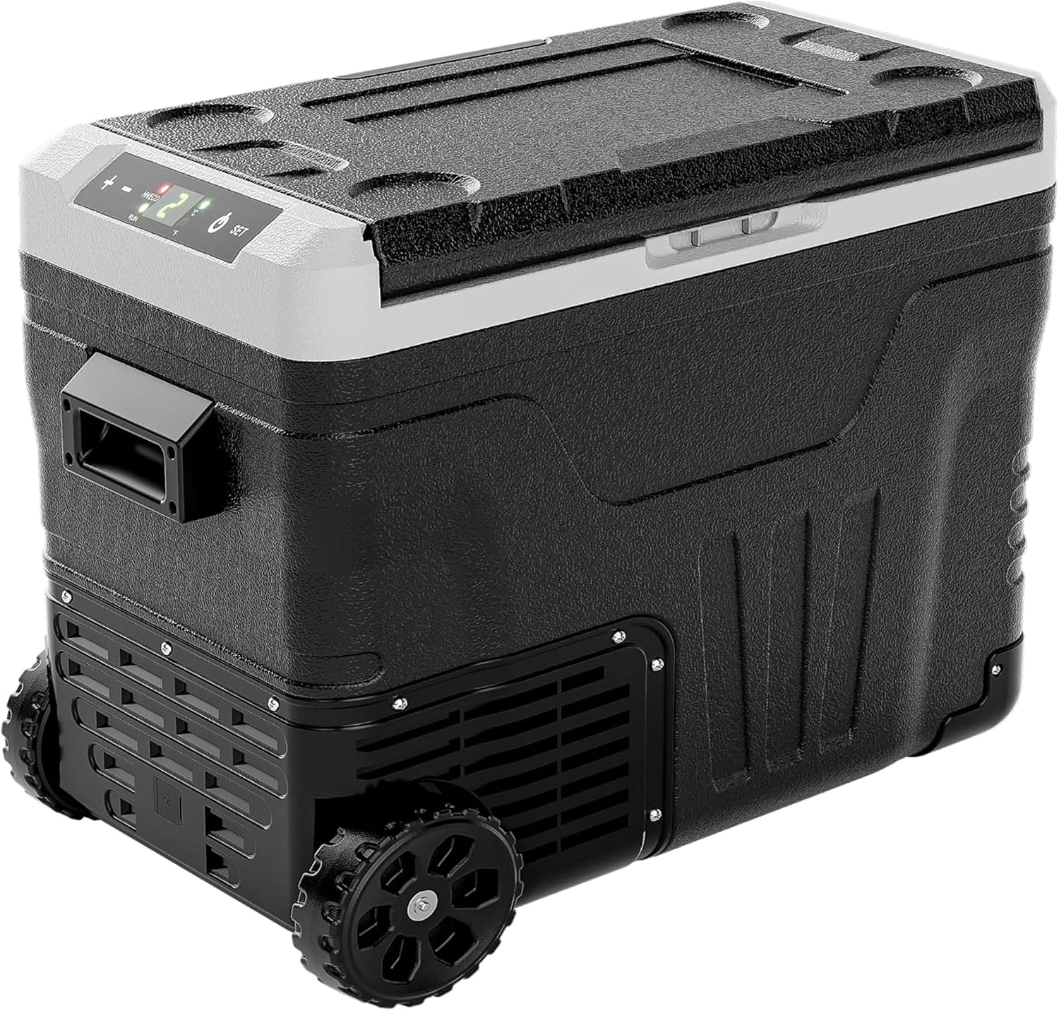 EUHOMY 12 Volt Refrigerator, 52QT(50L) Electric Cooler, Portable Freezer 12V/24V DC 100-240V AC, 12V Fridge -4℉~68℉, 12V Cooler with Wheels & 2 Baskets for Travel, Truck, Boat, Camping