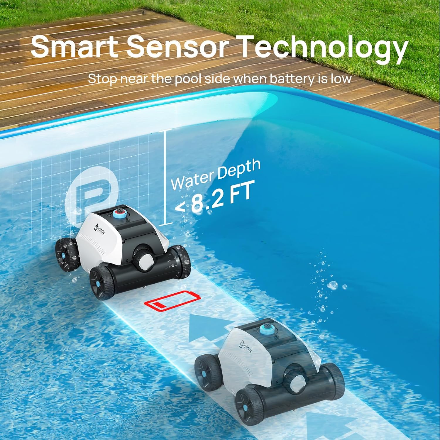 (2025 Upgrade) Robotic Pool Vacuum for Above Ground Pool - 6600mAh for 130mins Runtime & 50W Powerful Suction, Self-Parking Pool Cleaner with 180μm Filter Tray Up to 1300 Sq. Ft (ice Blue)