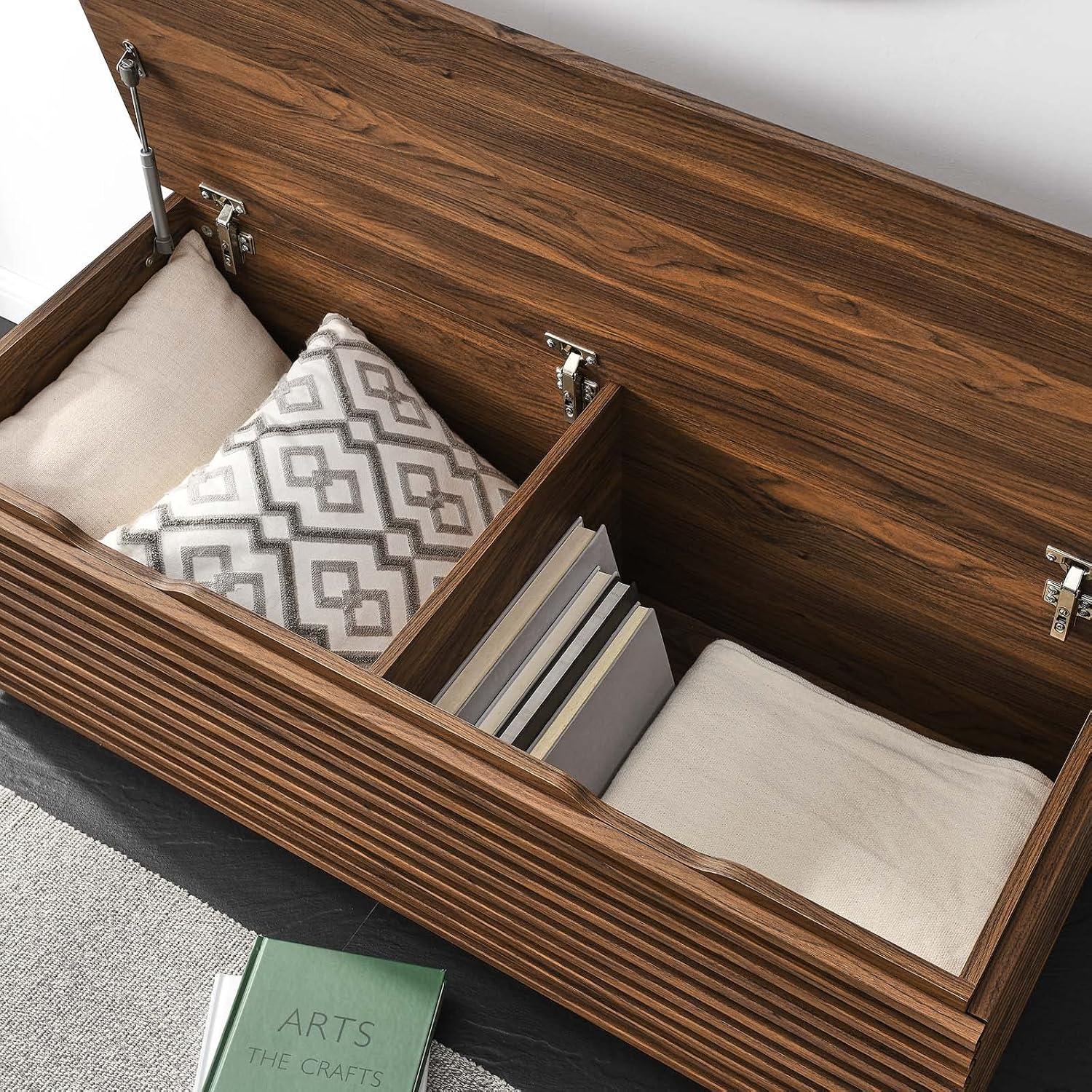 Modway Render 47' Wood Grain Storage Bench in Walnut