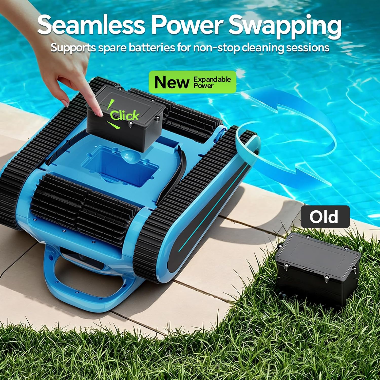 Pool Vacuum for Inground Pools & Above Ground Pool, Cordless Robotic Pool Cleaner with 180W Brushless Motor, 3-Hour Runtime, Wall-Climbing Pool Robot Scrubber for Pools up to 2150 Sq.Ft.
