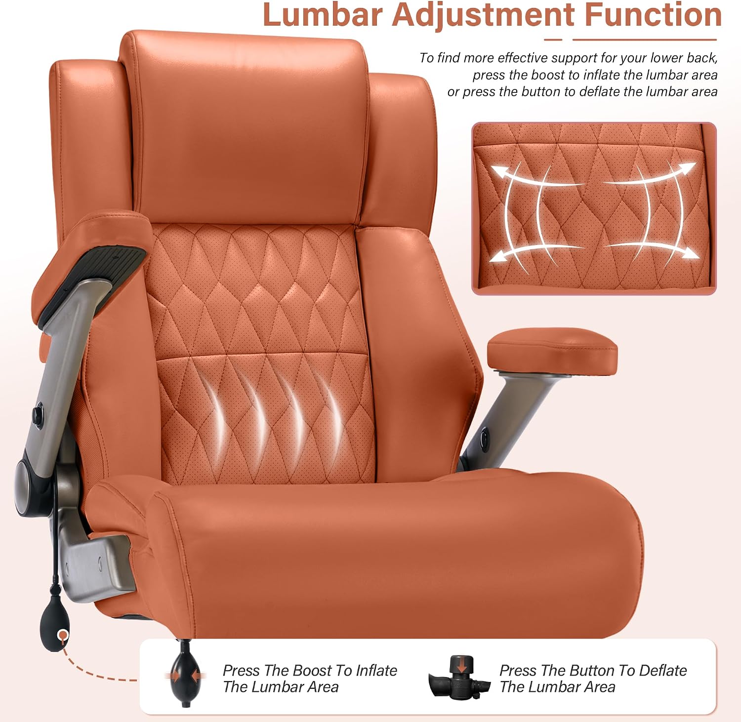 Big and Tall 700lbs Office Chair - Adjustable Lumbar Support 3D Flip Arms Heavy Duty Metal Base&Wheels, High Back Large Executive Computer Desk Chair, Thick Padded Ergonomic Design for Back Pain