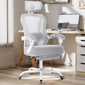 Ergonomic Office Chair with Footrest,Ultra Thick Reclining Office Desk Chair with Adjustable 2D Lumbar Support and Headrest,Spring Cushion,High Back Premium Mesh Computer Chair Office Chairs,Grey