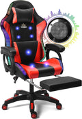 RGB Gaming Chair with Massage, Footrest and Dual Speakers, Racing Computer Chair with Lumbar Support and Headrest, for Adults, Teens and Kids, Enhance Gaming Experience!