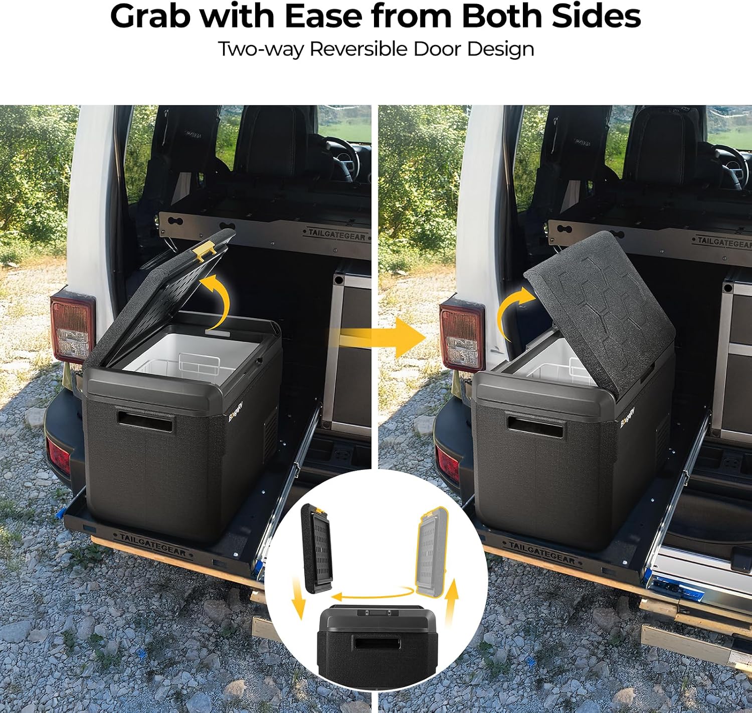 BougeRV 12 Volt Car Refrigerator, CRS 42 Quart Portable Fridge Freezer with APP Control, -4℉ to 68℉ Compressor Electric Cooler 12/24V DC 110~240 Volt AC for Truck Van RV Camping Road Trip