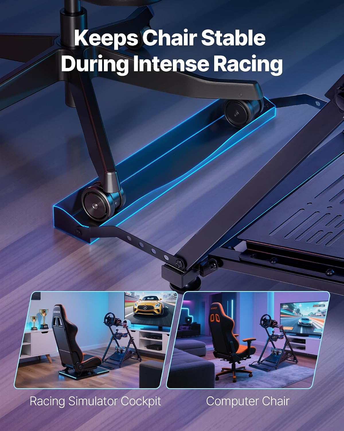 VEVOR Racing Wheel Stand, Adjustable & Foldable Simulator Stand for Logitech G923 G920 G29 G27, Thrustmaster T300RS TX F458 T500RS T3PA-PRO(F1/GT) Gaming Cockpit,Pedals Simulator NOT Included