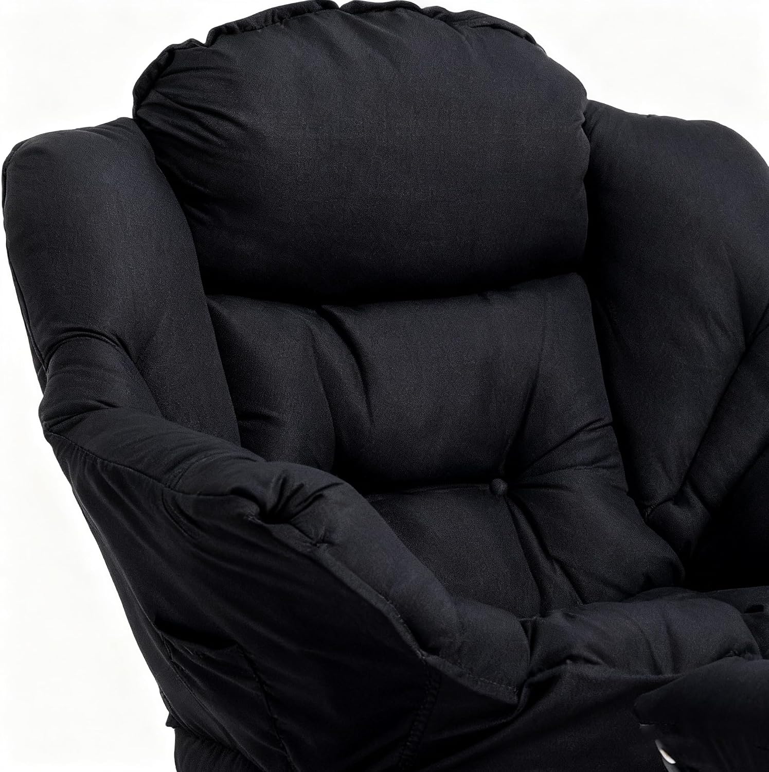 HollyHOME Lazy Chair with Foldable Ottoman, Accent Comfy Lounge Armchair and Folding Footrest Stool, Leisure Sofa Reading Chair and Footstool for Living Room, Bedroom, Dorm,Black
