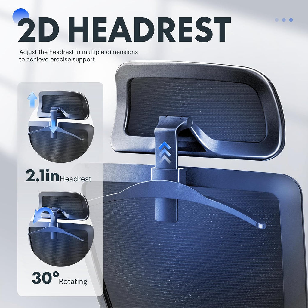 FLEXISPOT OC3 Cloud Ergonomic Office Chair High Back Mesh Swivel Computer Chair Executive Office Desk Chairs with Adjustable Lumbar Support/2D Headrest/Lockable Backrest, Foam Seat Cushion, Black