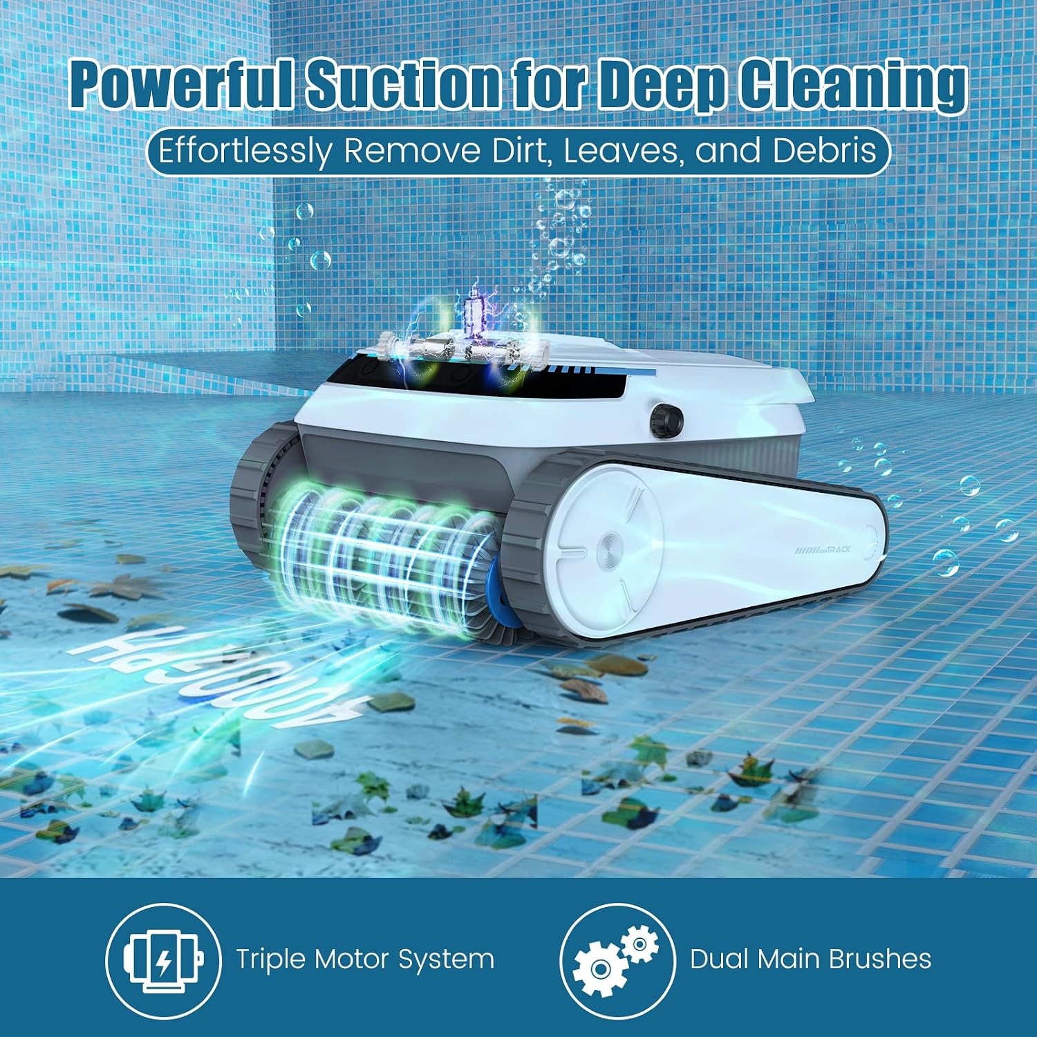 Pool Vacuum for Inground Pools and Above Ground Pools, Wall Climbing Pool Cleaner Robot, 45000 Pa Power, Smart Navigation, Ideal Pool Vacuum Robot for Wall, Waterline, Floor.