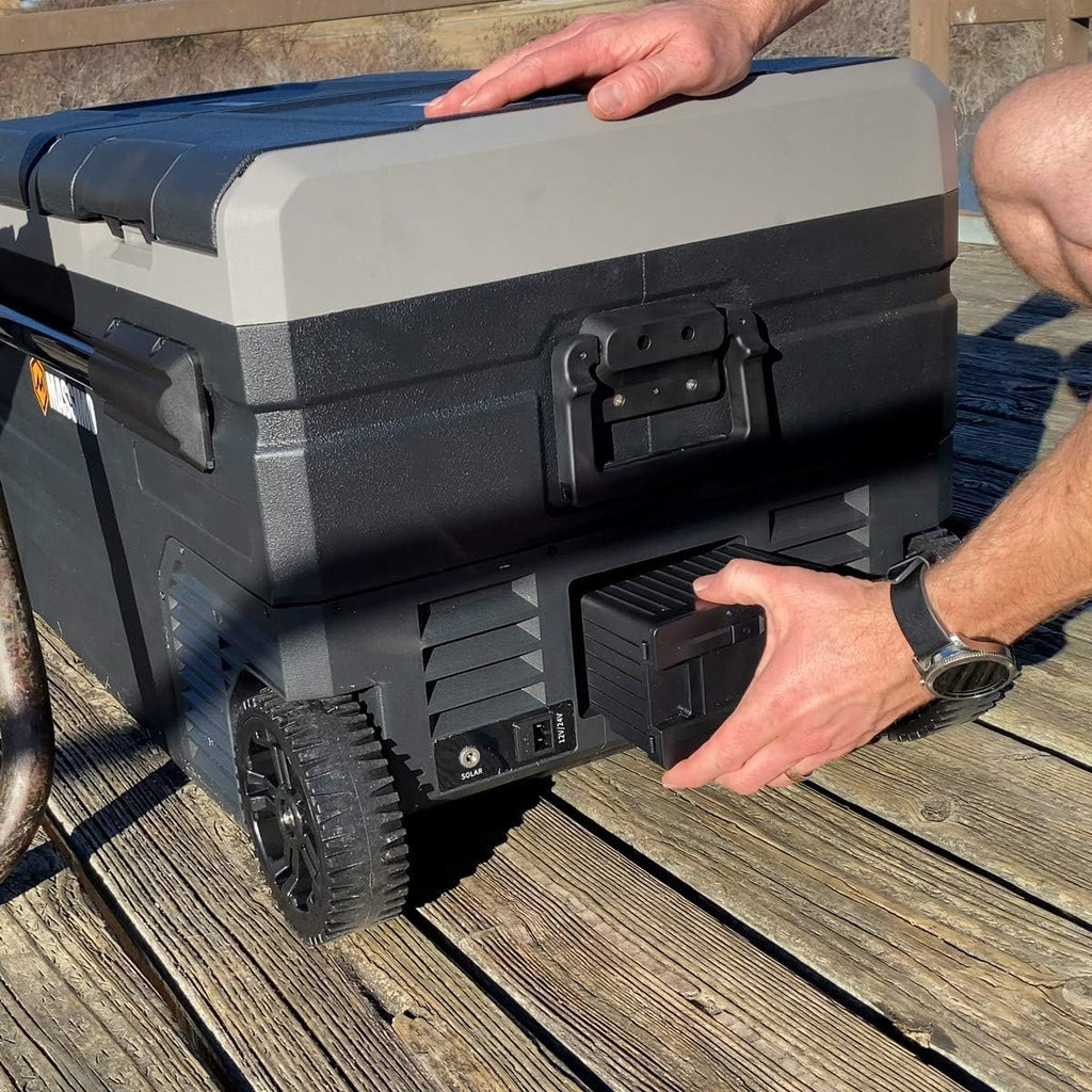 Massimo Motor E-Kooler AC/DC Travel Cooler Fridge for Vehicle RV Boat Fishing Camping, Iceless Electric, Portable Freezer Fridge APP Control (95 Liter) (Batteries Sold Separately)