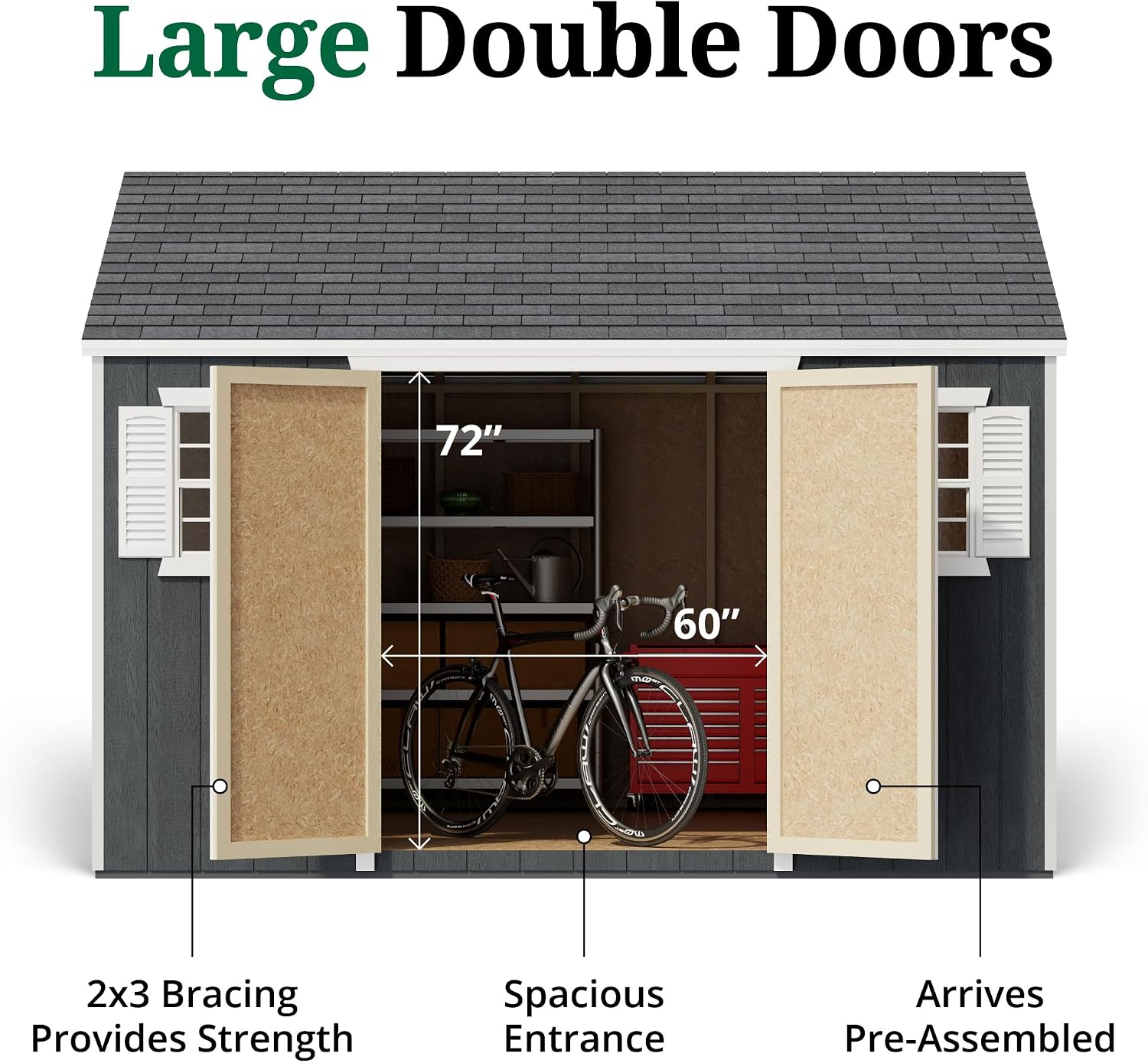 Little Cottage Co. 12x12 Value Workshop Shed with Operable Windows and Floor, Outdoor Wood Storage Do-It-Yourself Precut Kit