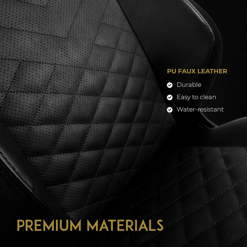 noblechairs Hero Gaming Chair/Office Chair with Lumbar Support, PU Faux Leather, Black