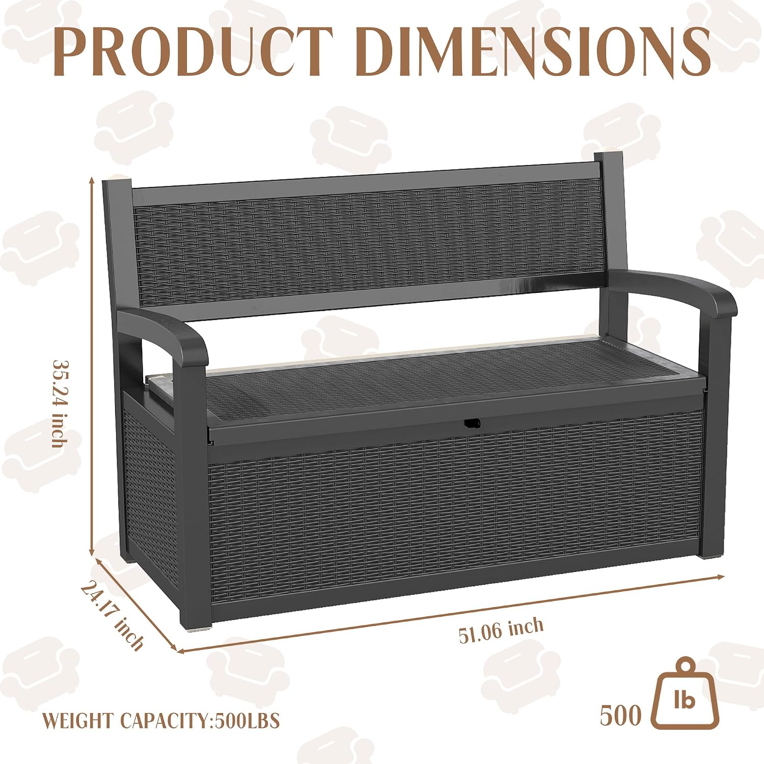 ROJIK 80 Gallon Storage Bench Deck Box Outdoor with Armrests, Resin Storage Furniture Waterproof Lockable for Porch Patio and Garden,Sturdy and Durable, Black
