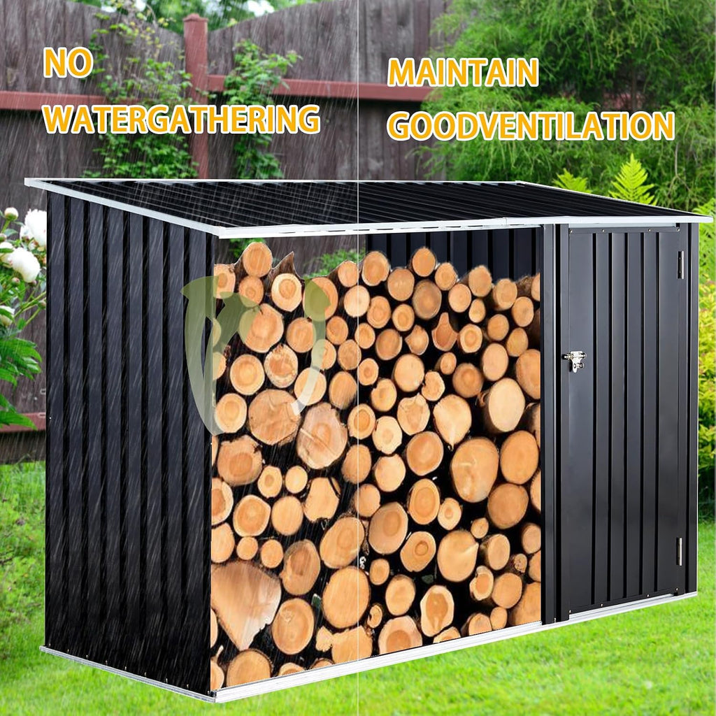 2 in 1 Outdoor Firewood Racks, Firewood Storage Shed, Wood Sheds, Firewood Shelter, Outdoor Storage Shed with Log Holder, 98' L x 41' W x 63.5' H