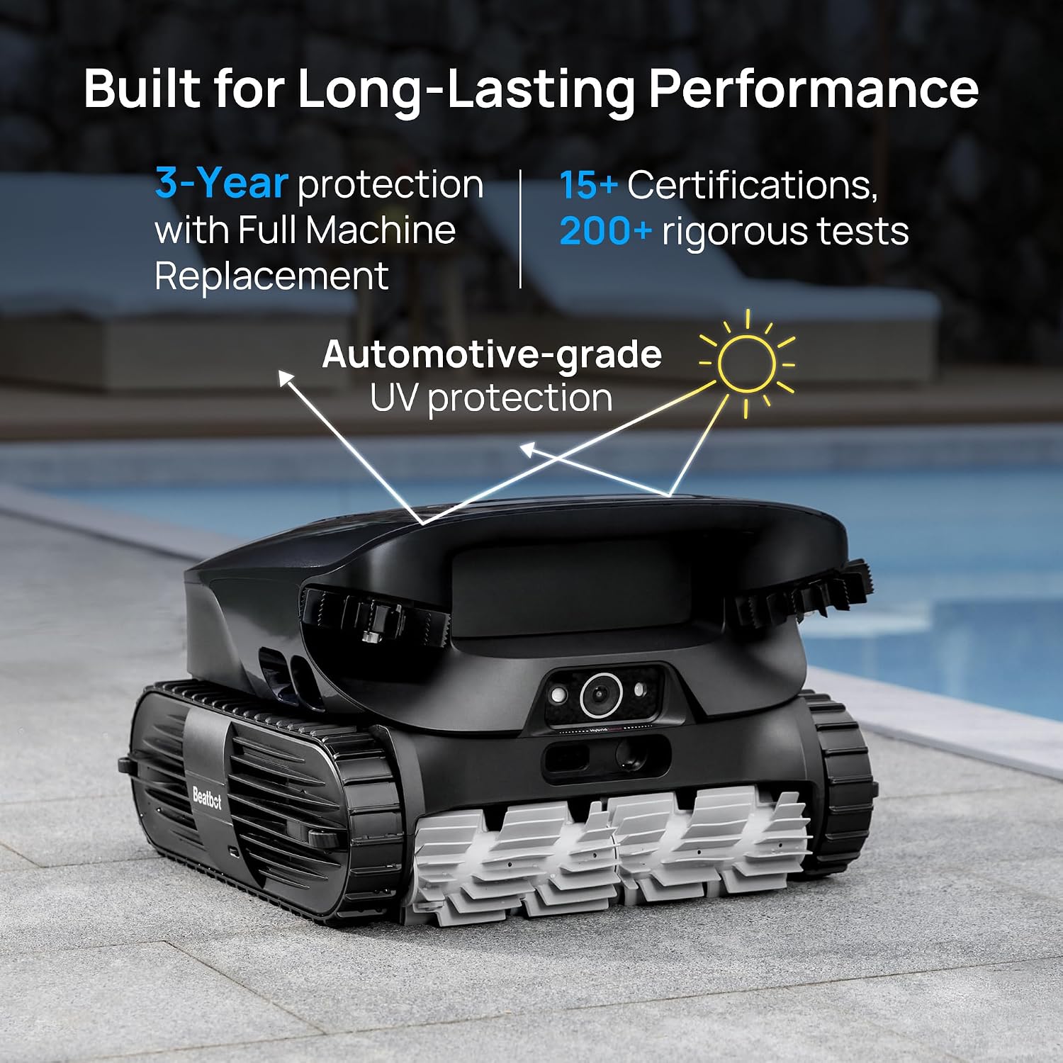 Beatbot AquaSense 2 Ultra Cordless Pool Vacuum Robot with Clarifying Agent Kit-Pool Mapping with AI Camera, 5-in-1 Cleaning, Water Surface Cleaning, Water Clarification, Smart Surface Parking