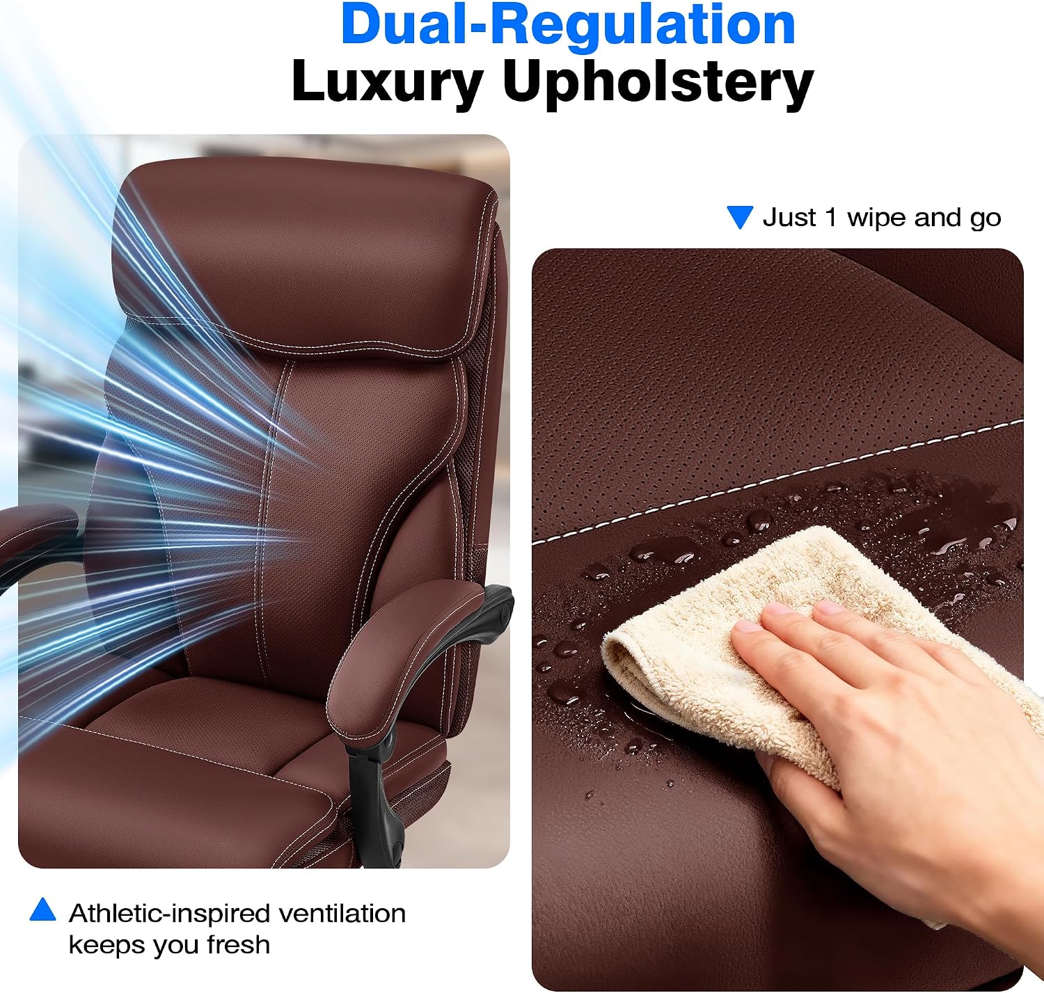 AreShark Office Chair - Ergonomic Comfortable High Back Computer Desk Chair with Foot Rest - Executive Breathable Swivel Rolling Reclining Leather Chair with Lumbar Support for Home Gaming Relaxing