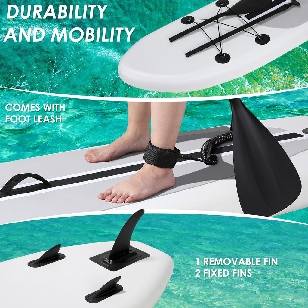 Clevich 12FT Stand Up Paddle Board, Inflatable Paddleboard with SUP Accessories & Carry Bag, Paddle, Hand Pump, Non-Slip Deck, Repair Kit,Leash, 400LBS