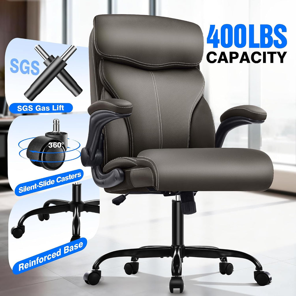 AreShark Office Chair - Executive High Back Breathable Comfy Desk Chair with Lumbar Support - Ergonomic Leather Rolling Swivel Computer Chair with Rock Function for Working Studying Gaming Relaxing