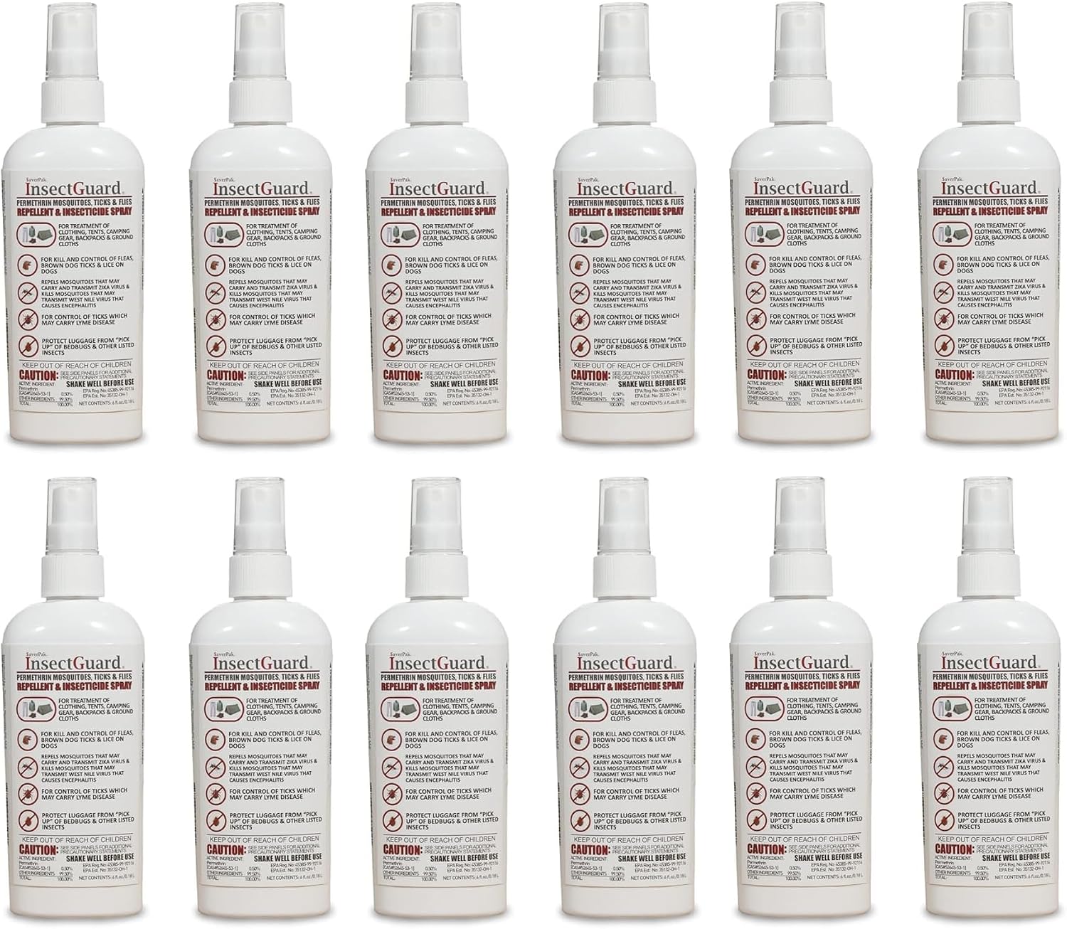 $averPak InsectGuard Permethrin Mosquitoes, Ticks and Flies Repellent & Insecticide Pump Spray (6oz) 12 Pack - Case Pack